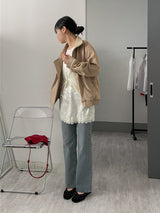 Verdi Flap Overfit Suede Blouson