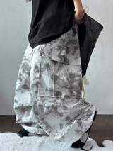 MARBLE WASHING TWO PINTUCK CARGO PANTS ❤🖤🩶🤍3COLOR