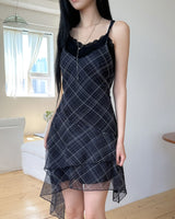 Serene Check Tiered Unbalance One Piece