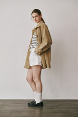 Suede half coat (Brown)