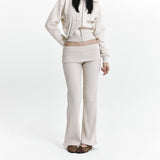 C FOLD BANDING RIBBED FLARE PANTS_OATMEAL