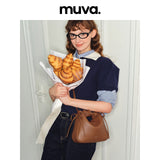 muva. Genuine‑Leather Niche Bento‑Style Bag, Ruched Hand‑held Cloud Bag, Convertible Cross‑body Shoulder Women’s Original Purse, New Arrival Aug 13