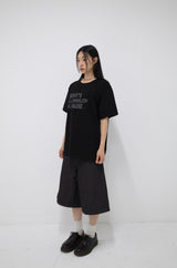 Side Slit Bermuda Denim Pants Black