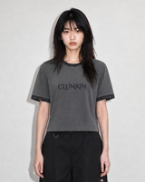 LEOPARD RINGER T-SHIRT (CHARCOAL/CHARCOAL) [WOMEN]
