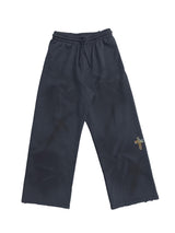 COLORFUL RANDOM STITCH EMBROIDERY DISTRESSED SIGNATURE SPRAY-COLOR WASHED RELAXED FIT SWEATPANTS