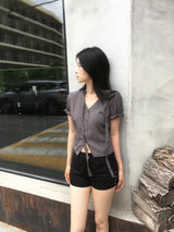 flat studded shorts