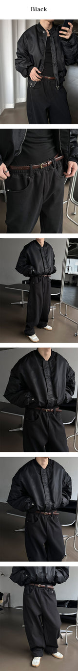 [Unisex] ベルトワイドスウェットパンツ (2color)
