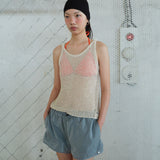 ペーパーニットスリーブレス beige