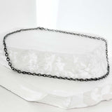 ss-elipse chian simple necklace_black silver