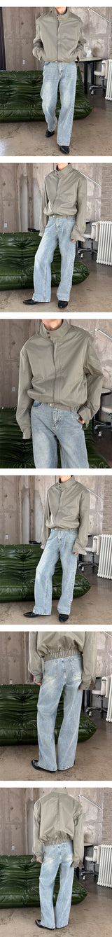 [Unisex] ベーシックなセミワイドデニムパンツ(4color)