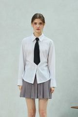 LOWELL SLIM FIT STRIPE SHIRRLING SHIRT / WHITE