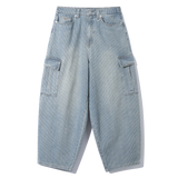 Cargo curved Balloon Pants (Light Blue)