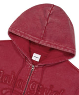 WASHED CUT OFF APPLIQUE HOOD ZIP UP