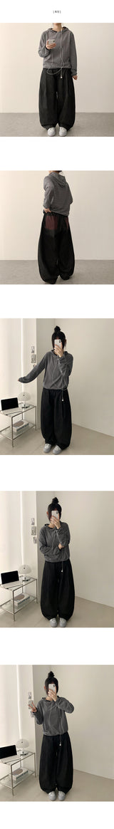 Wizz waistbanding check pocket balloon wide pants