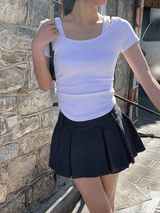 Charcoal Mini Pleats Pants Skirt