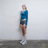 Skull Button Top [Cobalt Blue]