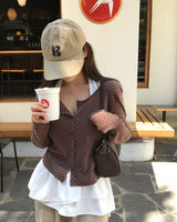 ランディー ポルカドットロングスリーブカーディガン