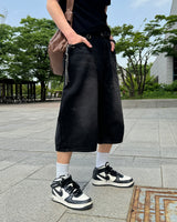Leewoo denim bermuda pants