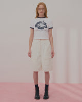 アロハフラワーリンガークロップTシャツ-WHITE