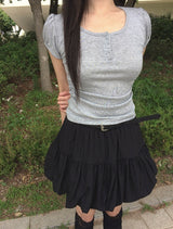Fodin Balloon Belt Mini Skirt