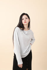 ルーズフィットコサージュニット MInt