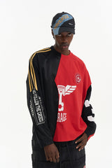 レイヤードグラフィックステッチTシャツ