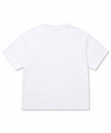 ホース レタリング ヘンリーネック クロップド Tシャツ - ホワイト