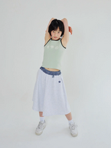 チェックバンディングバミューダパンツ - ライトグレー