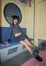 wave lace ribbon hoody - grey