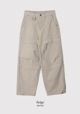 Snap Button Cotton D Ring Wide Pants (3color)