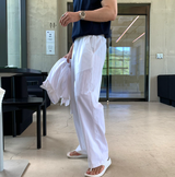 ワンダーアントサマーコットンリネンバンディングワイドパンツ