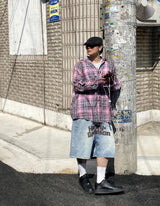 No.0785 thin C string check SHIRT (3color)