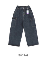 [U-DENIM/Planning Products] サマーピンタックワイドカーゴデニムパンツ