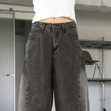 Surfy Side Slit Washed Balloon Fit Denim Pants