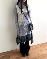 Treel Vintage Check Layered Midi Skirt