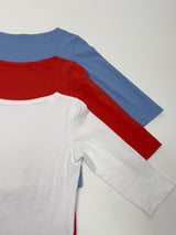 Boatneck Cotton Three Quarter T-shirt