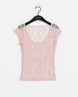 Nouvo see-through Lace Short Sleeve T-shirt