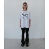 メタリックリボンTシャツ - WHITE