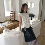 Nont eyelet corset tank top shirt blouse