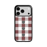 【MADE】Teddy button Check_Burgundy iPhone case [Glossy Glass/Basic] ｜Acrylic attachment case