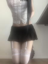 Pinia low-waist flare skirt (black)