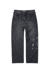エイジスプラッターカーペンターデニムパンツ(Washed Black)