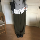 モッケンストライプウールツーウェイワイドパンツ