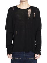 KNIT DISTRESSED BLACK LONG SLEEVES