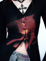 Emoha cosmo lady printed punk long shirt