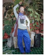 New product UnsocialNight original autumn and winter 水玉模様 ニットスカーフ 両面カラーコントラスト