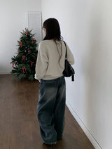 Jaenun Wool V-Neck Loose Knit Cardigan