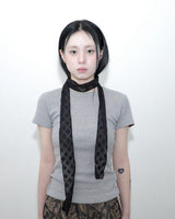 Diamond sheer lace scarf_ black