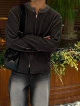 Fog lip zip-up knitwear