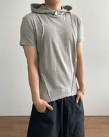 Inset Hooded Seam Short Sleeve T-shirt